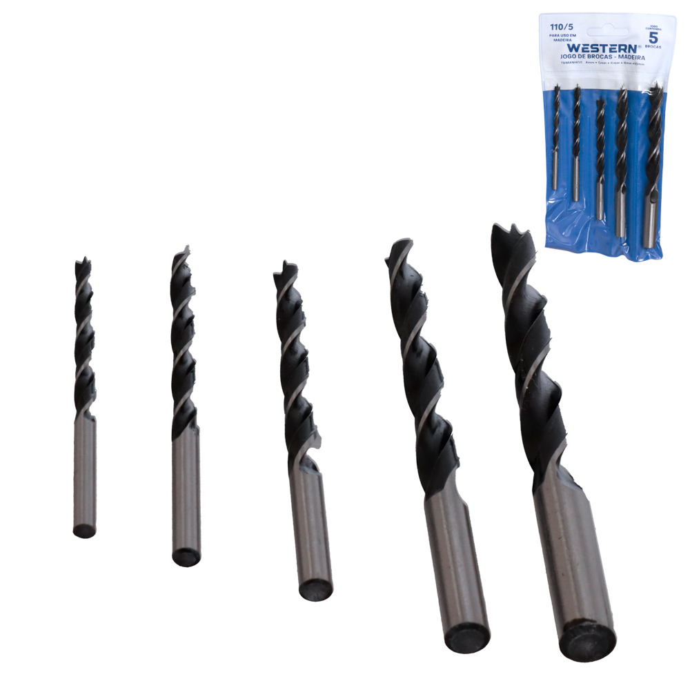 JOGO 5 BROCAS PARA MADEIRA 4MM A 10MM