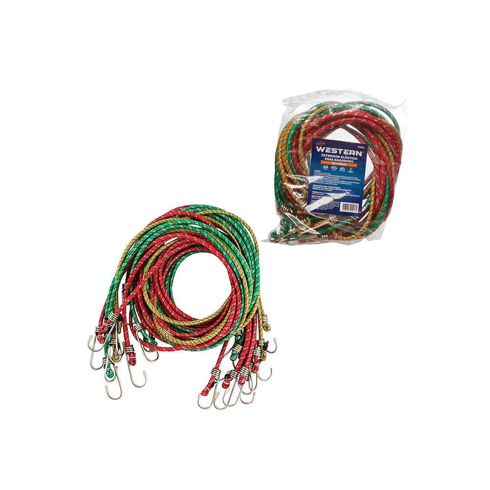 JOGO 10 EXTENSORES ELASTICOS PARA BAGAGEIRO 1M X 5MM