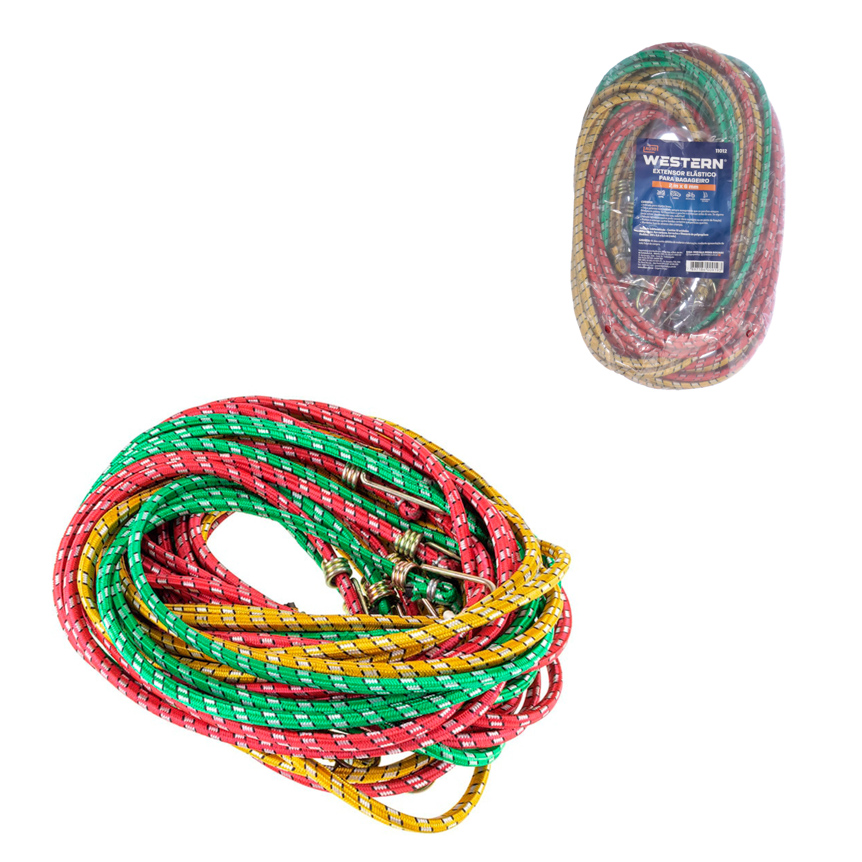 JOGO 10 EXTENSORES ELASTICOS PARA BAGAGEIRO 2M X 6MM
