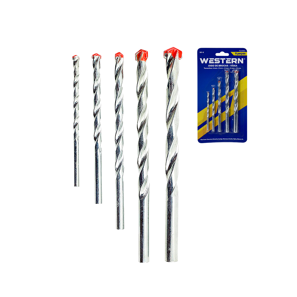 JOGO 5 BROCAS VIDEA 4MM A 10MM