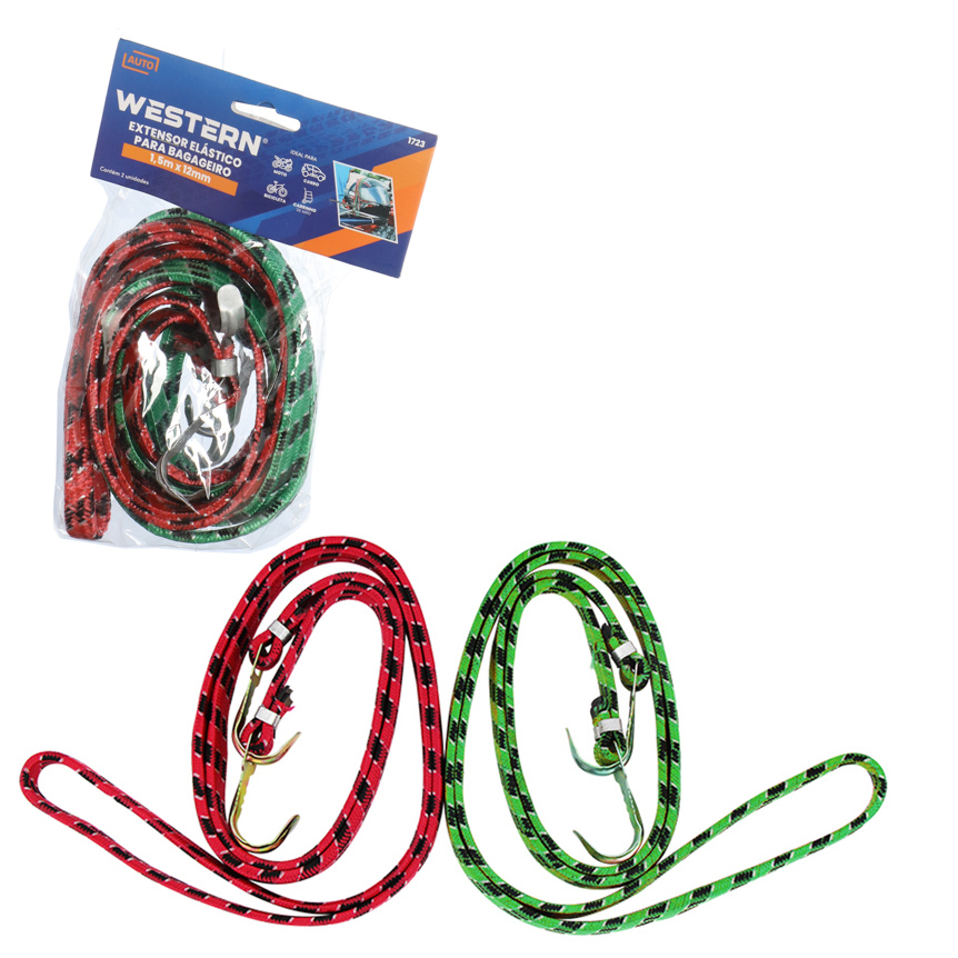 JOGO 2 EXTENSORES ELASTICOS PARA BAGAGEIRO 1,5M