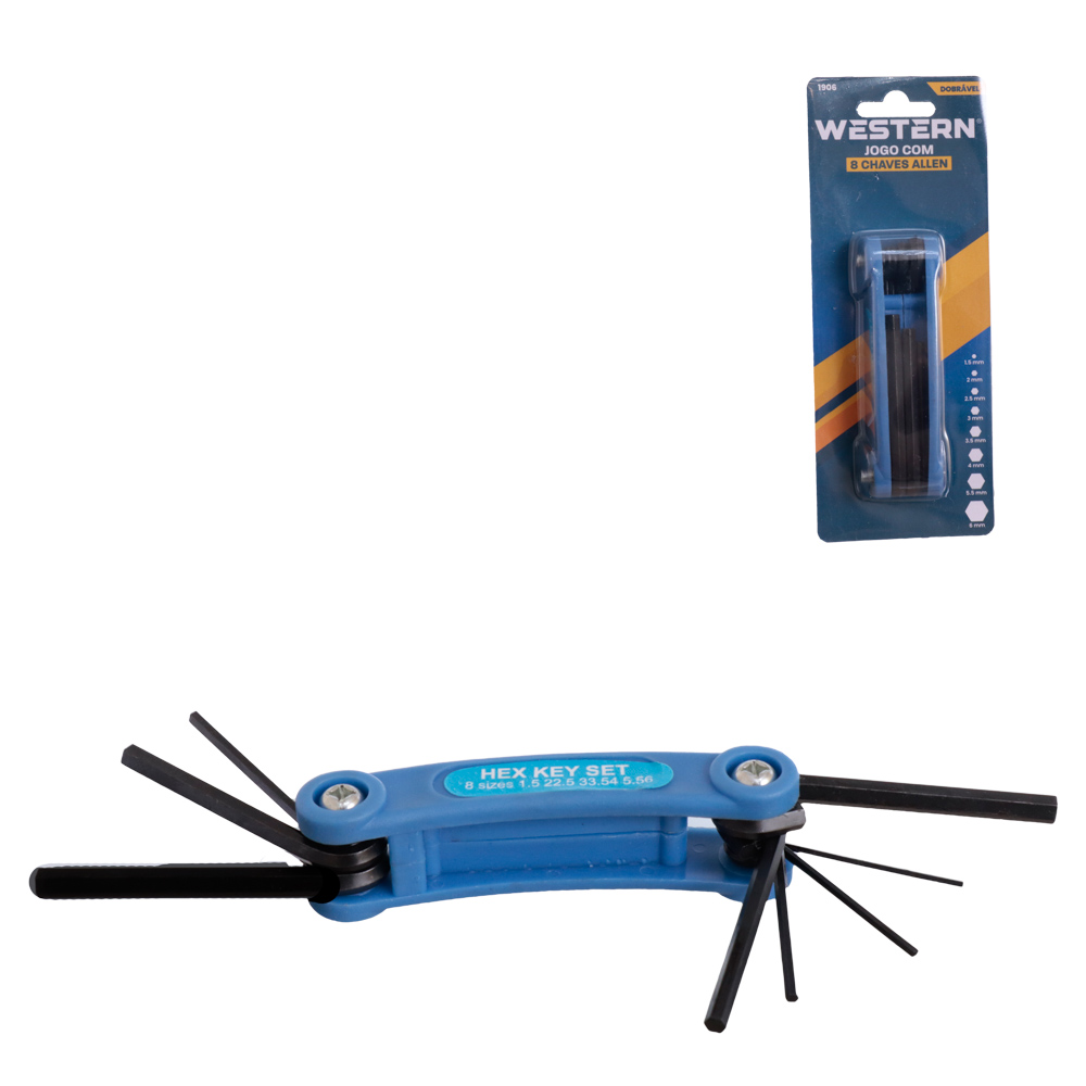 JOGO 8 CHAVES ALLEN CURTAS DOBRAVEIS 1,5MM A 6MM