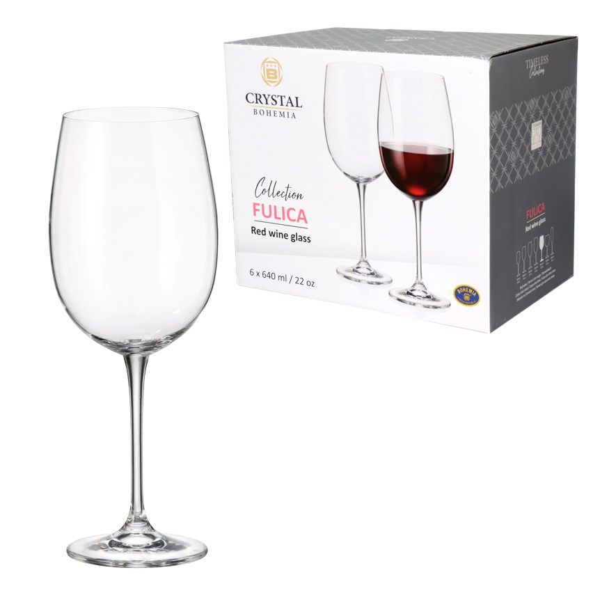 TACA PARA VINHO TINTO DE CRISTAL FULICA 640ML 6 PECAS