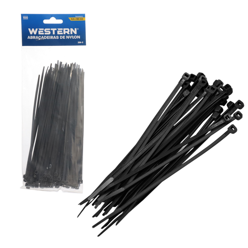 ABRACADEIRA PRETA 3,6X180MM 100 PECAS