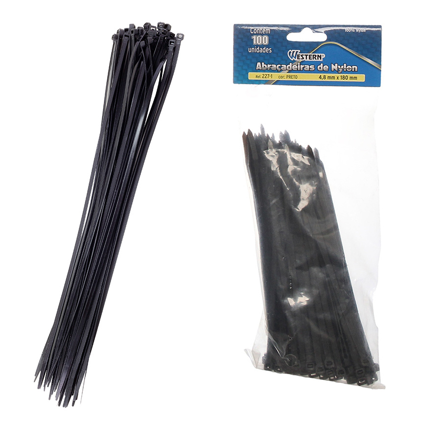 ABRACADEIRA PRETA 4,6X180MM 100 PECAS