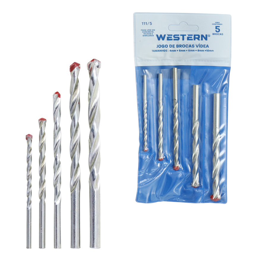 JOGO 5 BROCAS VIDEA 4MM A 10MM