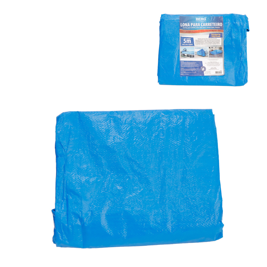 LONA PARA CARRETEIRO ENCERADA DE POLIETILENO 100G P/M2 AZUL 8 X 4 M - BERG FERRAMENTAS