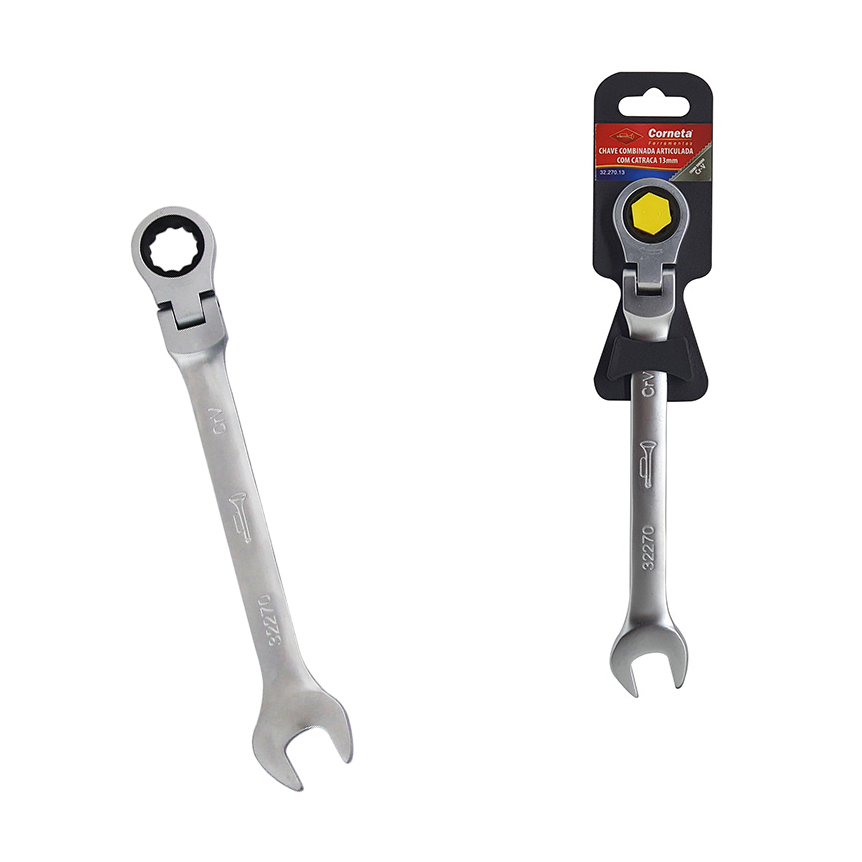 CHAVE COMBINADA COM CATRACA ARTICULADA 13MM