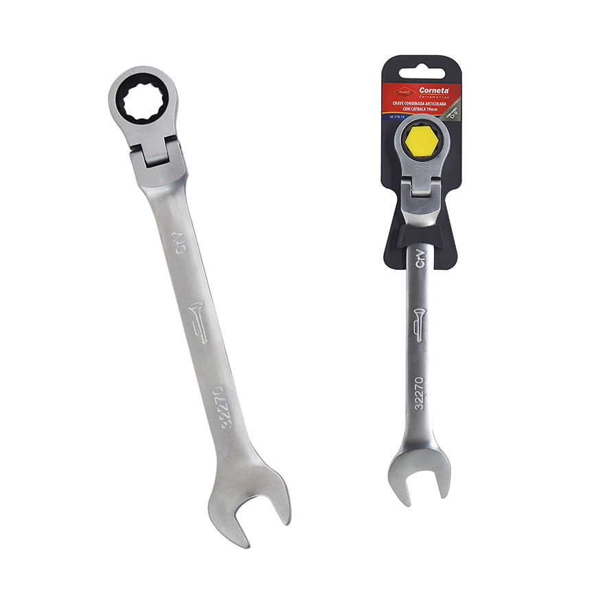 CHAVE COMBINADA COM CATRACA ARTICULADA 19MM