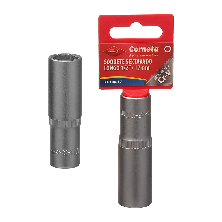 SOQUETE SEXTAVADO LONGO 1/2 17MM