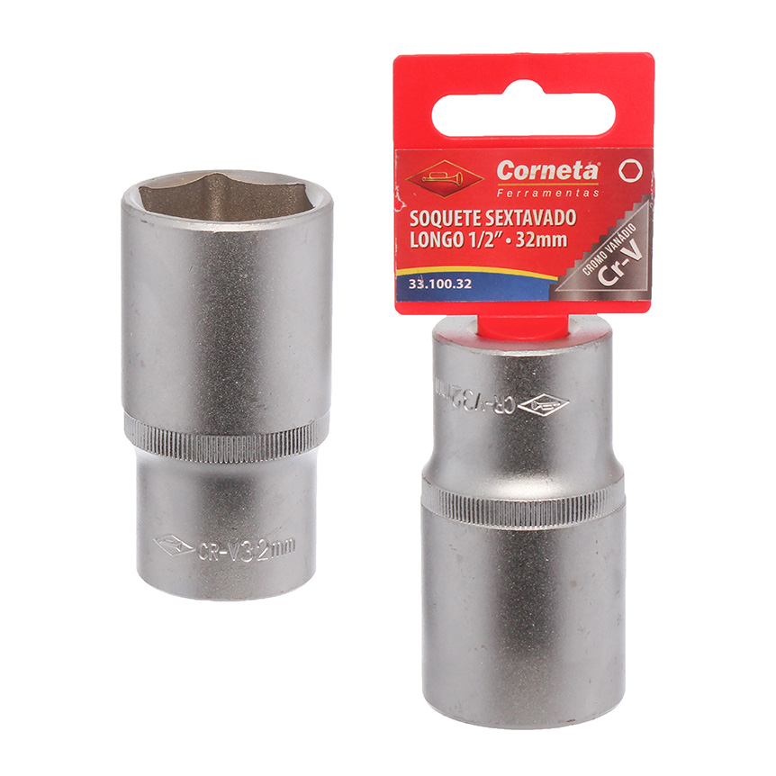 SOQUETE SEXTAVADO LONGO 1/2" 32MM