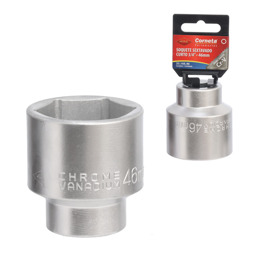 SOQUETE SEXTAVADO CURTO 3/4 46MM