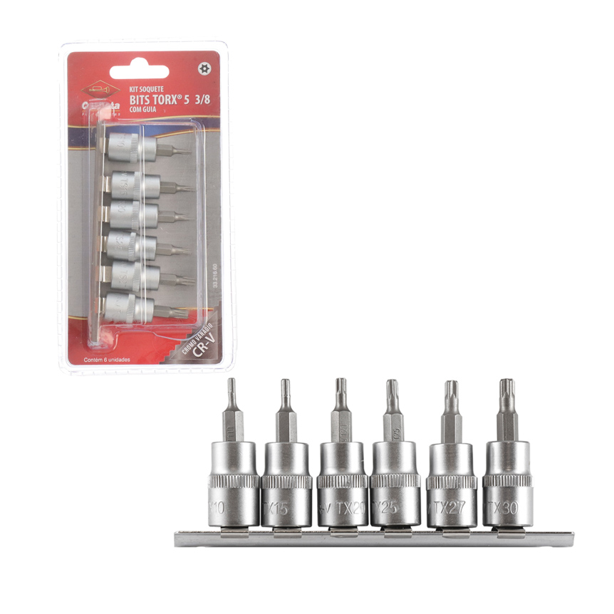 JOGO SOQUETE BITS TORX COM GUIA