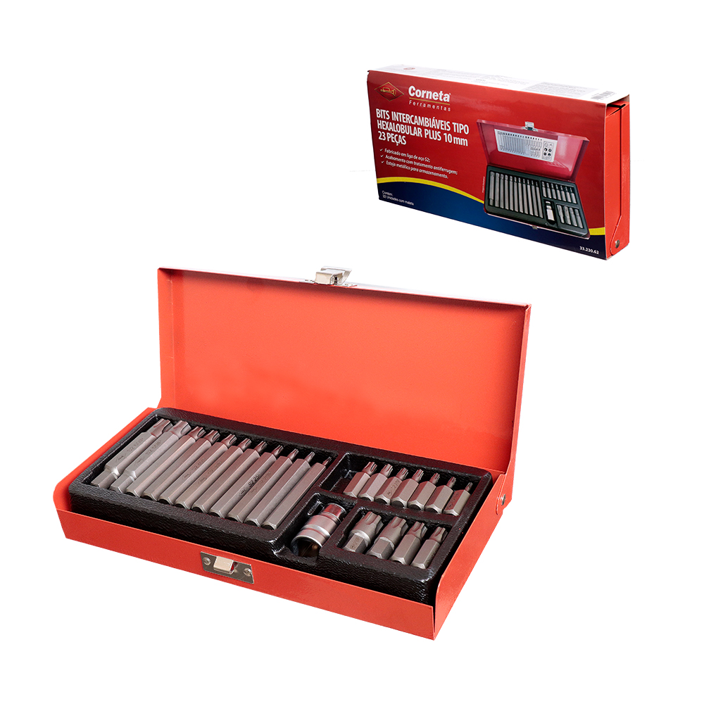 BITS INTERCAMBIAVEIS TIPO HEXALOBULAR PLUS 10 MM 23 PECAS - CORNETA