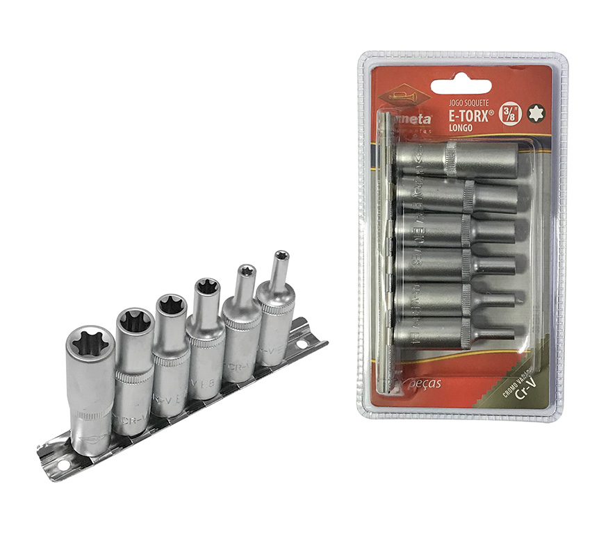 JOGO DE SOQUETE E TORX LONGO 6 PECAS