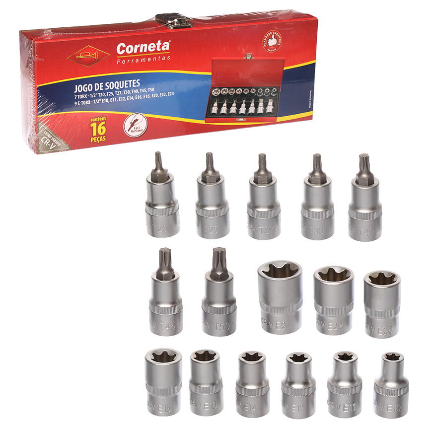 SOQUETE E-TORX JOGO 16 PECAS
