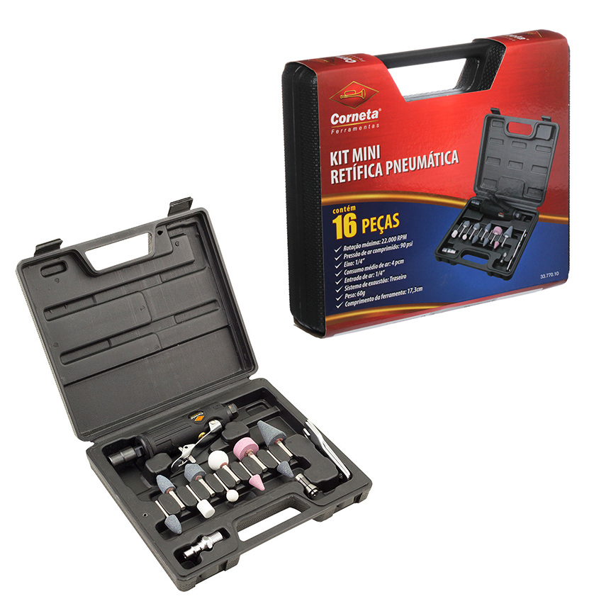KIT MINI RETIFICA PNEUMATICA 16 PECAS