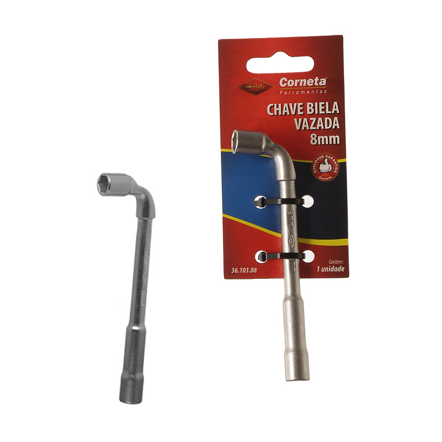 CHAVE BIELA CURTA VAZADA 8MM