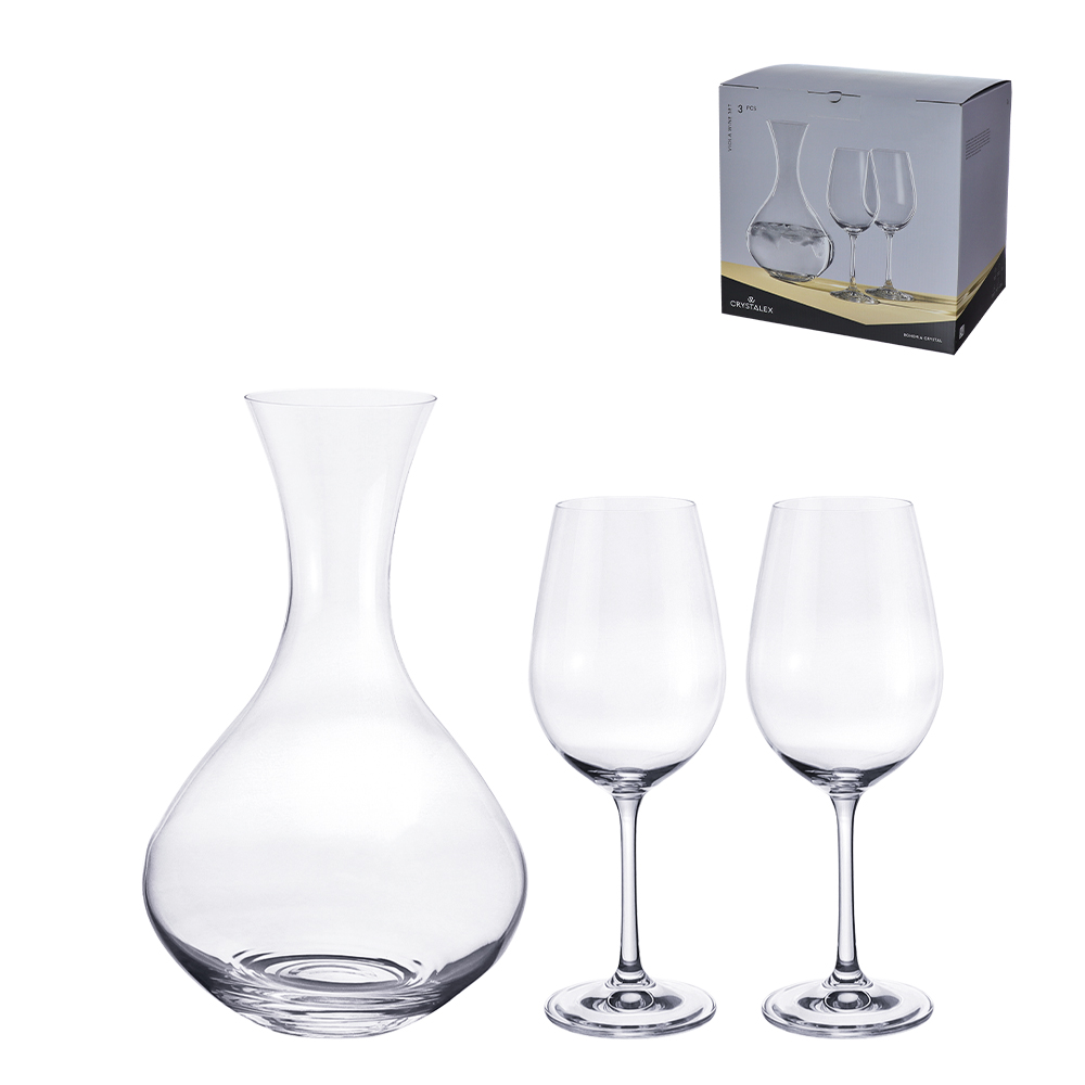 JOGO DE DECANTER E 2 TACAS VIOLA