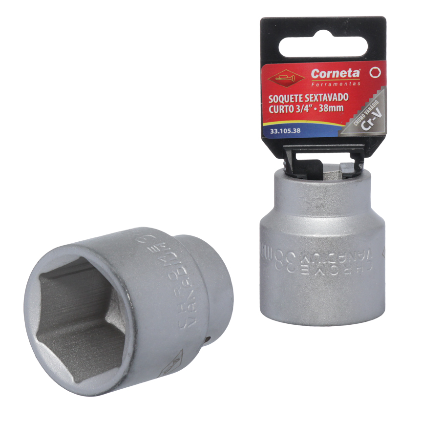 SOQUETE SEXTAVADO CURTO 3/4 38MM
