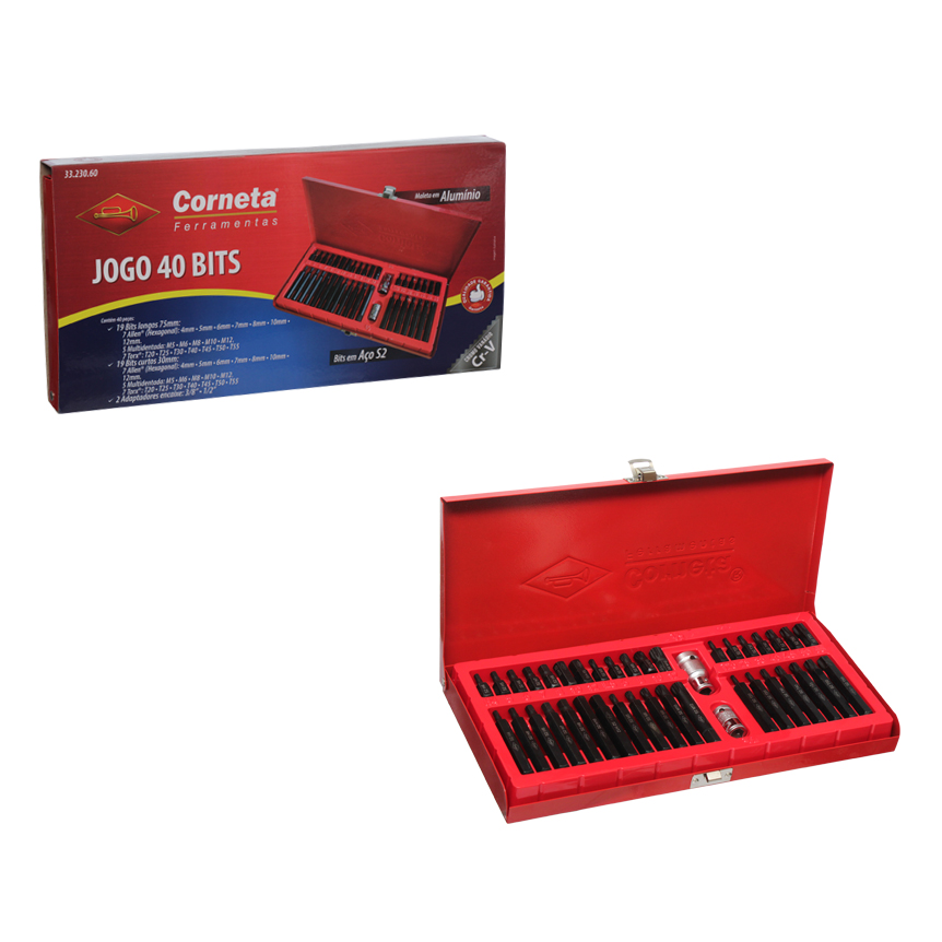 JOGO DE BITS COM ALLEN MULTIDENTADA E TORX 40 PECAS