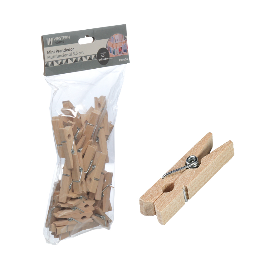 PRENDEDOR MINI MULTIFUNCIONAL HANDY NATURAL 3,5CM 50 PECAS