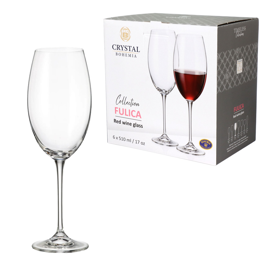 TACA PARA VINHO TINTO DE CRISTAL FULICA 510ML 6PECAS