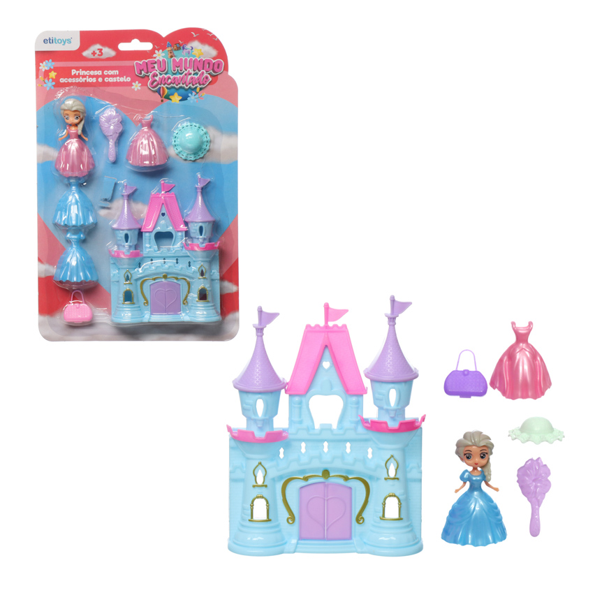 PRINCESA COM ACESSORIOS E CASTELO