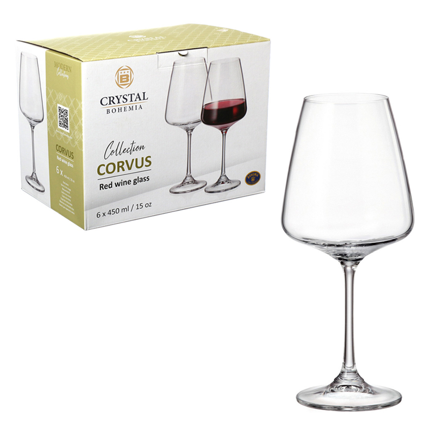 TACA PARA VINHO DE CRISTAL CORVUS 450ML 6 PECA