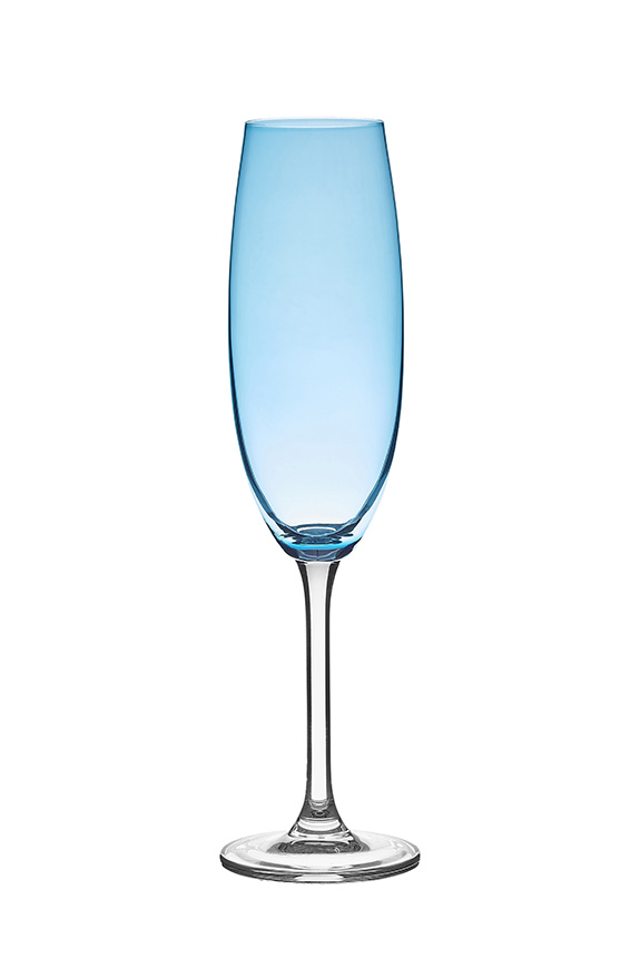 TACA PARA CHAMPANHE DE CRISTAL GASTRO AZUL CLARO 220ML 6 PECAS
