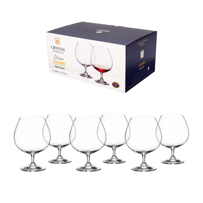 TACA PARA CONHAQUE DE CRISTAL BRANDY GASTRO 690ML 6 PECAS
