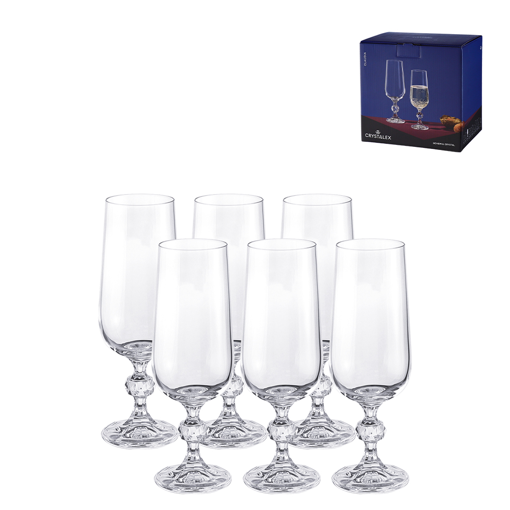 TACA PARA CHAMPANHE DE CRISTAL KLAUDIE 180ML 6 PECAS