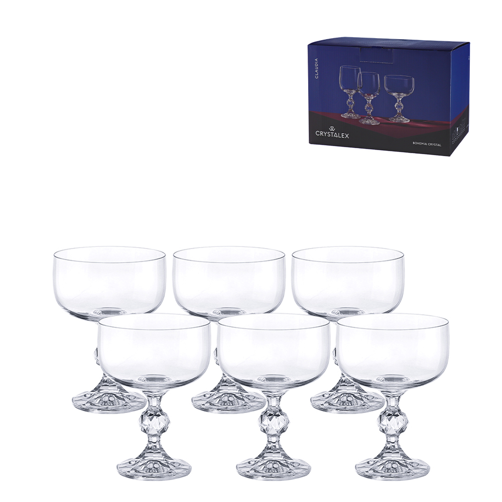 TACA COM PE DE CRISTAL KLAUDIE 200ML 6 PECAS
