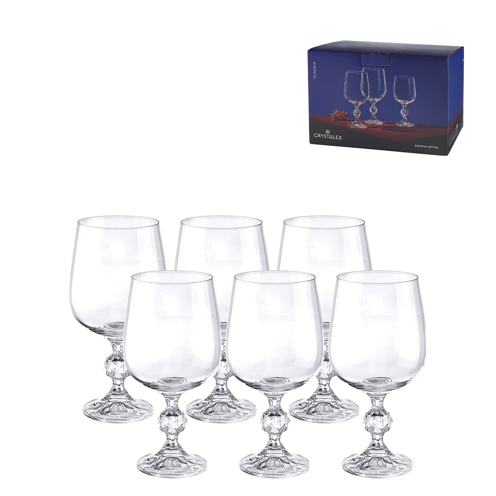 TACA PARA VINHO TINTO DE CRISTAL KLAUDIE 340ML 6 PECAS