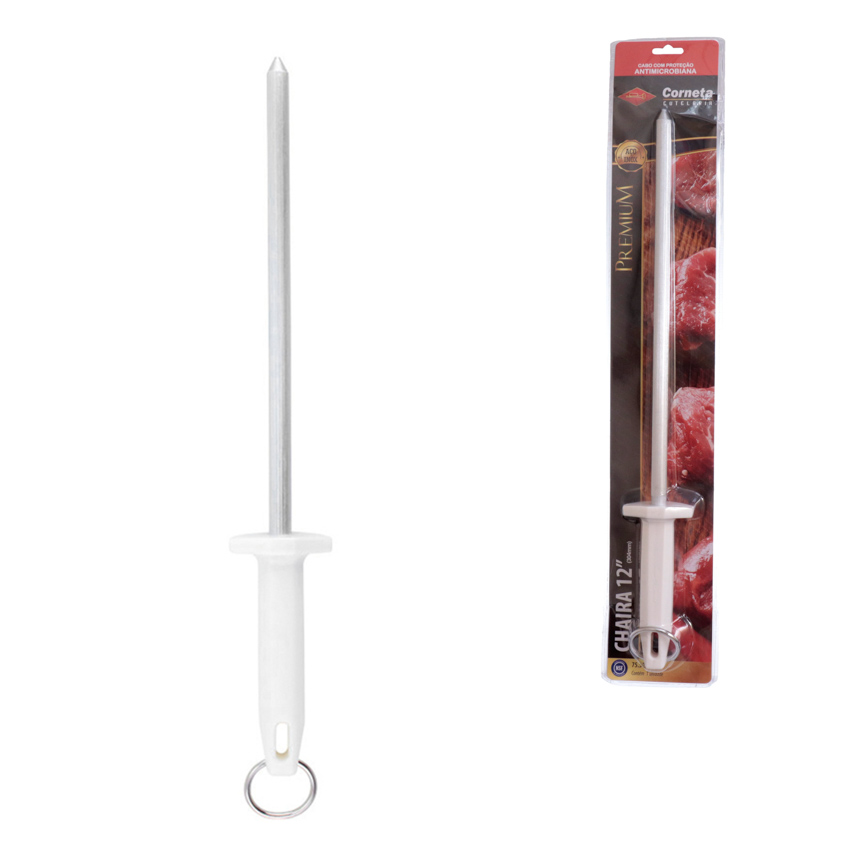 CHAIRA DE INOX COM CABO BRANCO PREMIUM 12"
