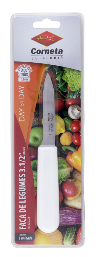 FACA PARA LEGUMES DE INOX COM CABO BRANCO DAY BY DAY 3,5"