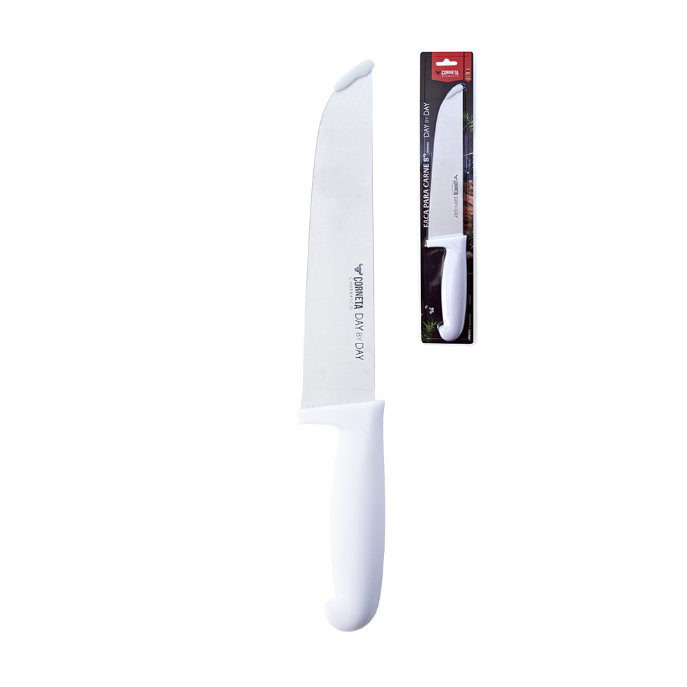 FACA PARA CARNE DE INOX COM CABO BRANCO DAY BY DAY 8"