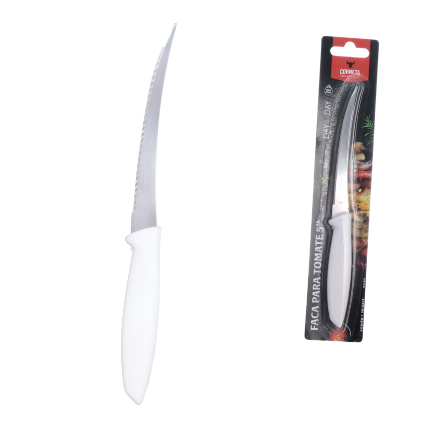 FACA PARA TOMATE DE INOX COM CABO BRANCO DAY BY DAY 5"