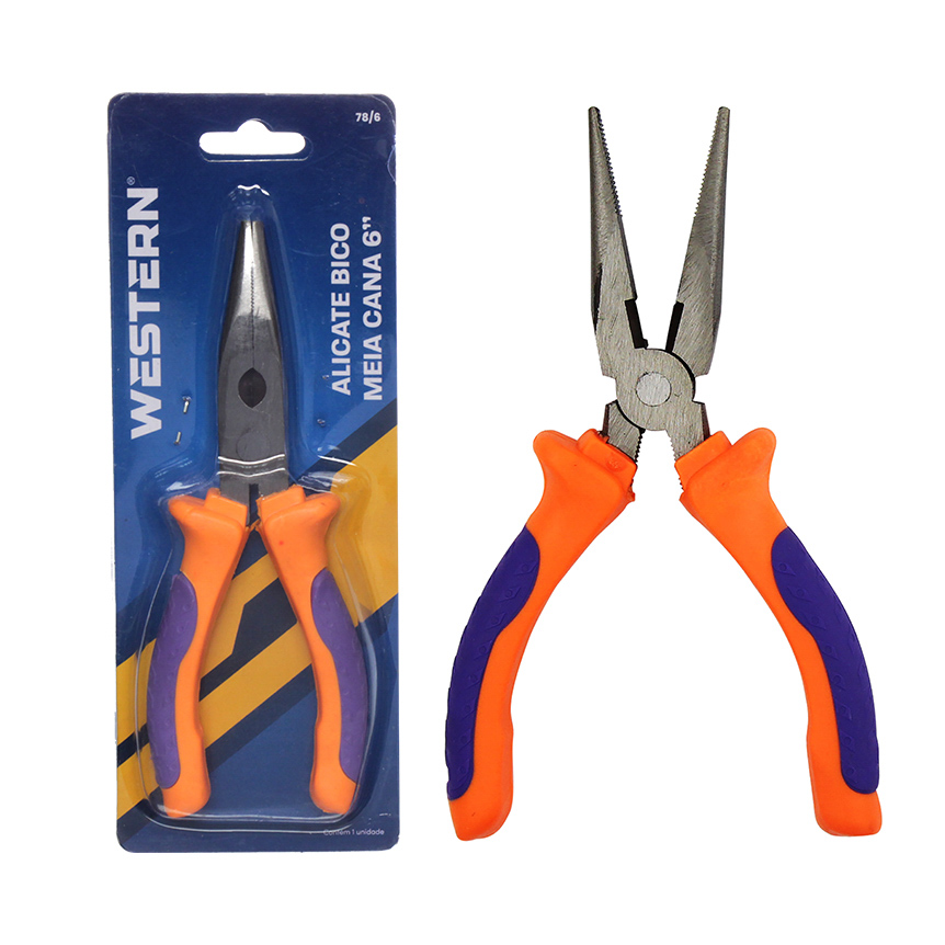 ALICATE DE BICO MEIA CANA RETO ROXO E LARANJA 6"