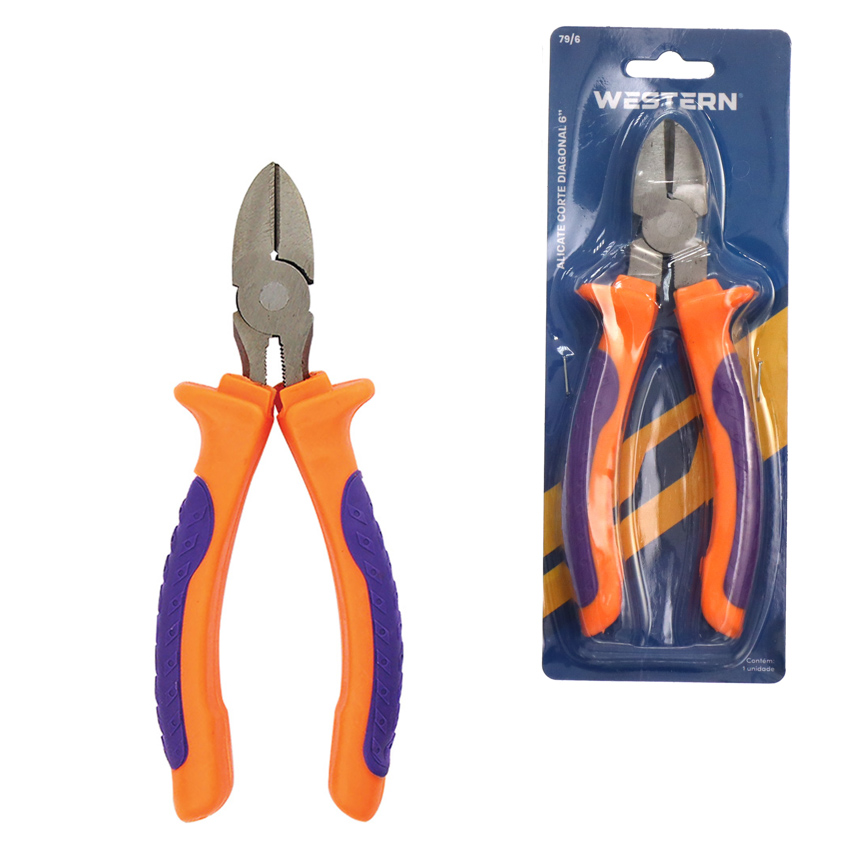 ALICATE DE CORTE DIAGONAL ROXO E LARANJA 6"