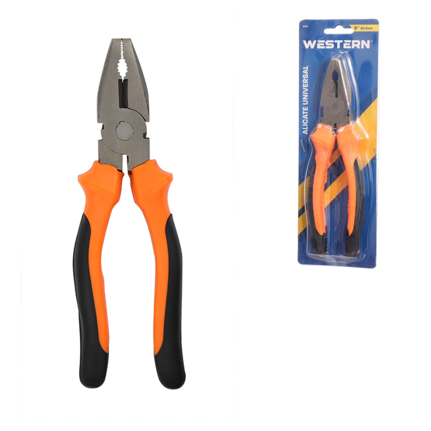 ALICATE UNIVERSAL COM CABO PRETO E LARANJA 8"