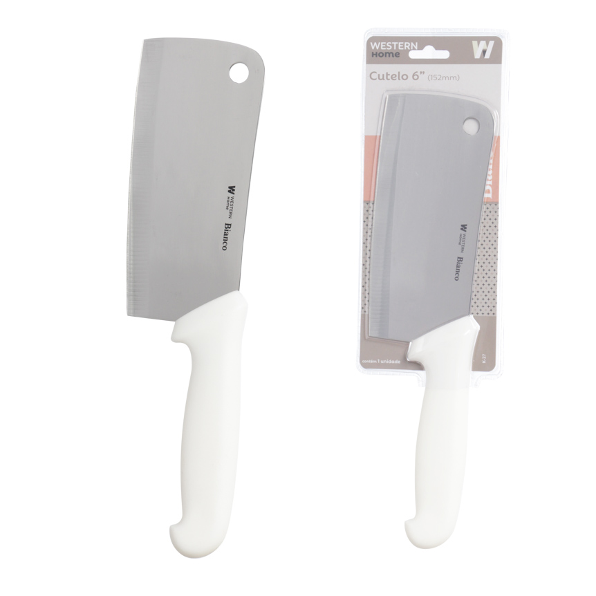 CUTELO DE INOX COM CABO DE PLASTICO BRANCO BIANCO 6"