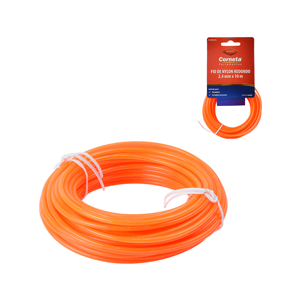 FIO DE NYLON REDONDO LARANJA 2,4MM 10M