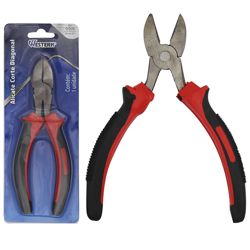 ALICATE DE CORTE DIAGONAL PRETO E VERMELHO 6,5"