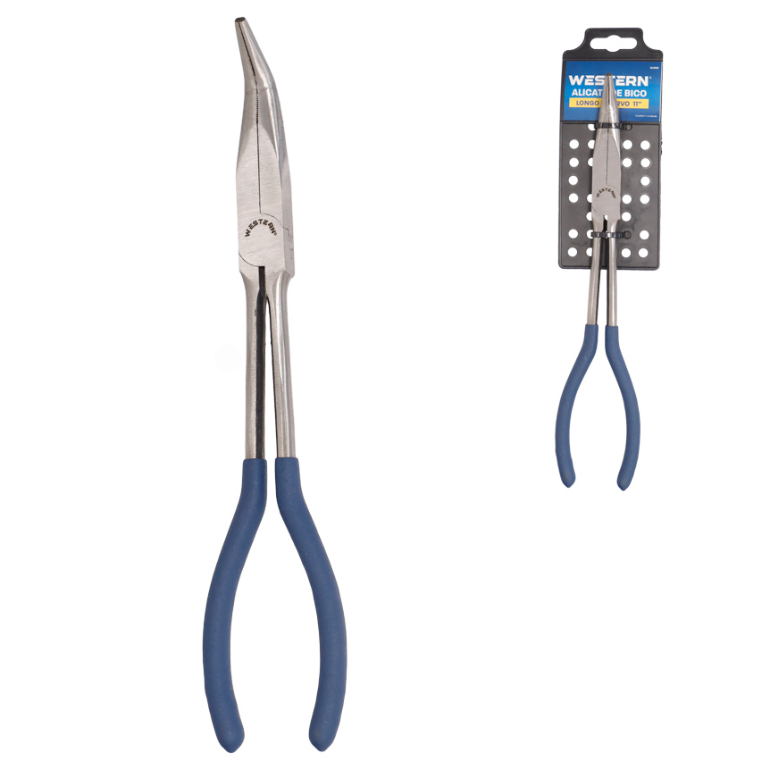ALICATE DE BICO CURVO EXTRA LONGO CABO AZUL 11"
