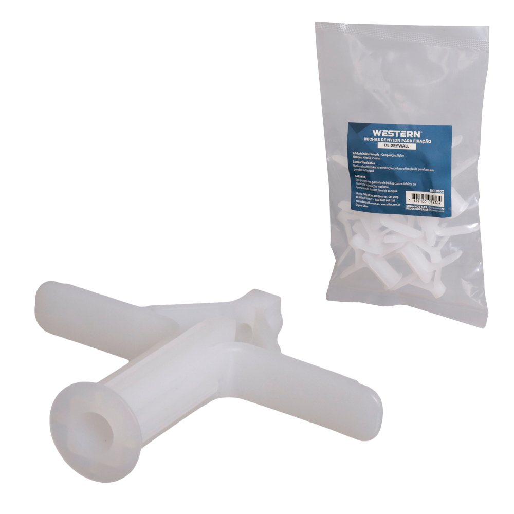 BUCHAS DE NYLON PARA FIXACAO DE DRYWALL 11X18MM 10 PECAS