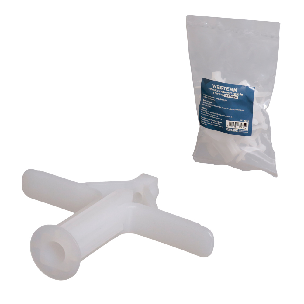 BUCHAS DE NYLON PARA FIXACAO DE DRYWALL 18X28MM 10 PECAS