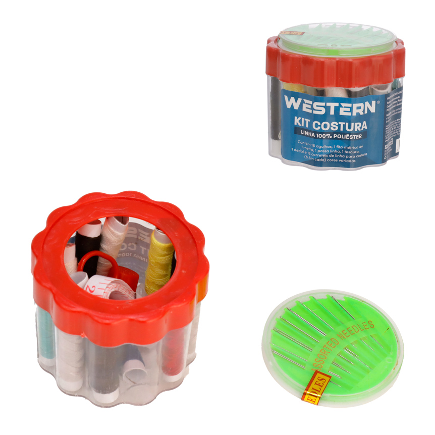 KIT DE COSTURA COM ESTOJO 32 PECAS - WESTERN