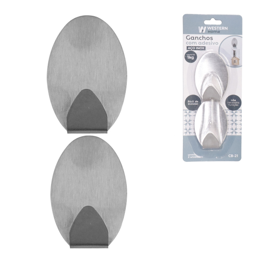 GANCHO DE INOX OVAL JOGO 2 PECAS