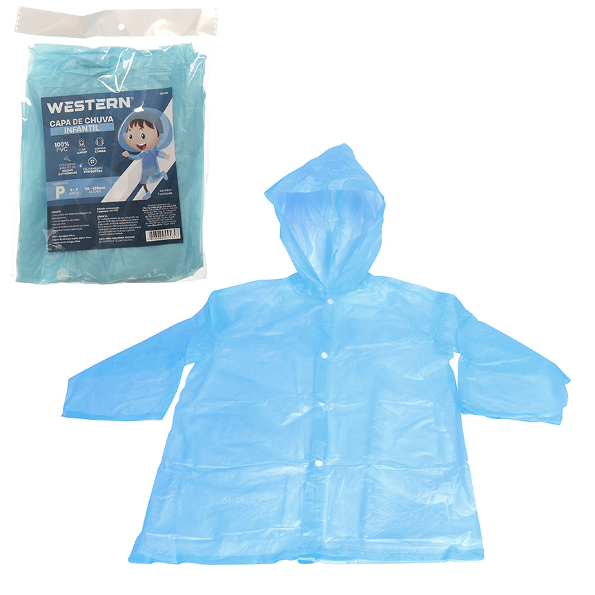 CAPA DE CHUVA PVC INFANTIL AZUL
